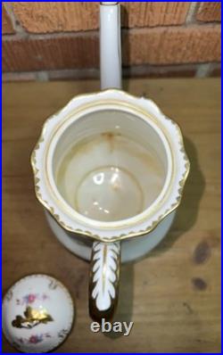 Royal Crown Derby Royal Antoinette Teapot with Lid Embossed Gold Dot Floral Swags