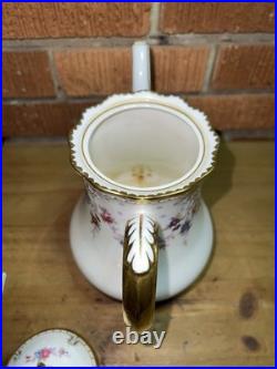 Royal Crown Derby Royal Antoinette Teapot with Lid Embossed Gold Dot Floral Swags
