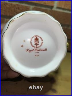 Royal Crown Derby Royal Antoinette Teapot with Lid Embossed Gold Dot Floral Swags