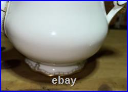 Royal Crown Derby Royal Antoinette Teapot with Lid Embossed Gold Dot Floral Swags