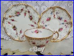 Royal Crown Derby Royal Antoinette Trio Fluted Cup Saucer Plate 1974 2nd Qual