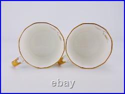 Royal Crown Derby Royal Butterfly Bone China Pair Demitasse Coffee Cups & Saucer