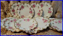 Royal Crown Derby Royal Pinxton Roses 12 Salad Plates Set Gold Dots Excellent