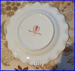 Royal Crown Derby Royal Pinxton Roses 12 Salad Plates Set Gold Dots Excellent