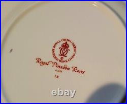 Royal Crown Derby Royal Pinxton Roses 12 Salad Plates Set Gold Dots Excellent