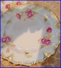 Royal Crown Derby Royal Pinxton Roses 12 Salad Plates Set Gold Dots Excellent