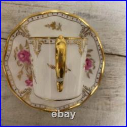 Royal Crown Derby Royal Pinxton Roses Demitasse Cup Saucer Set