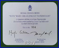 Royal Crown Derby Rupa Baby Girl Elephant Paperweight Ltd Edition & Coa