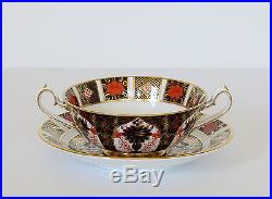 Royal Crown Derby SET OF 6 CREAM SOUP BOWLS & SAUCERS Old Imari 1128 Gold Foot