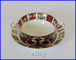 Royal Crown Derby SET OF 6 CREAM SOUP BOWLS & SAUCERS Old Imari 1128 Gold Foot