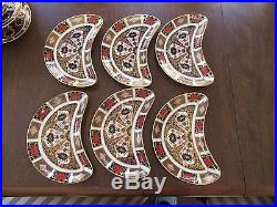 Royal Crown Derby SET OF 6 CRESCENT PLATES Old Imari 1128