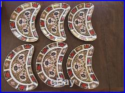 Royal Crown Derby SET OF 6 CRESCENT PLATES Old Imari 1128