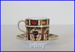 Royal Crown Derby SET OF 8 DEMITASSE FLAT CUPS & SAUCERS Old Imari 1128 Espresso