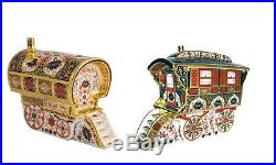 Royal Crown Derby SGB Bow Top and Imari blue roof wagon pair RRP £1500 NEW