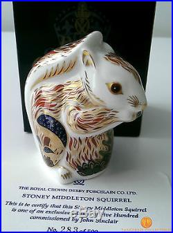 Royal Crown Derby STONEY MIDDLETON SQUIRREL Sinclairs L/E 500 Gold Stopper Boxed