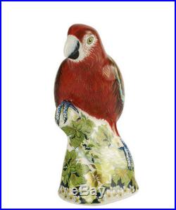 Royal Crown Derby'Scarlet Macaw' Paperweight Gold Stopper 1st Quality