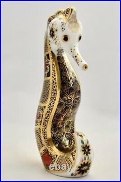 Royal Crown Derby Seahorse Old Imari Solid Gold Band Paperweight New 1st Qua