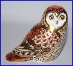 Royal Crown Derby Short Eared Owl Paperweight Signed/Gold Stopper/Box vgc