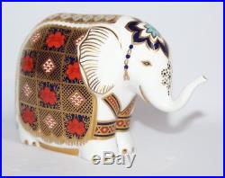 Royal Crown Derby Small Imari Elephant Paperweight Silver Stopper