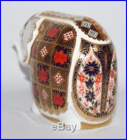 Royal Crown Derby Small Imari Elephant Paperweight Silver Stopper