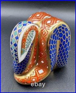 Royal Crown Derby Snake Floral Paperweight 22k Gold Imari Bone China Figurine