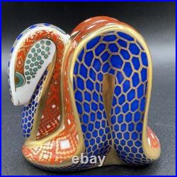 Royal Crown Derby Snake Floral Paperweight 22k Gold Imari Bone China Figurine