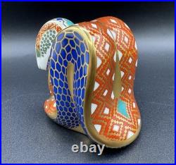 Royal Crown Derby Snake Floral Paperweight 22k Gold Imari Bone China Figurine