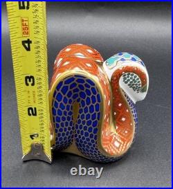 Royal Crown Derby Snake Floral Paperweight 22k Gold Imari Bone China Figurine
