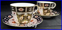 Royal Crown Derby TRADITIONAL IMARI 2 Flat Cup & Saucer Sets 2451 A+ CONDITION