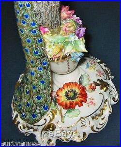 Royal Crown Derby Tall Peacock Figurine, Signed