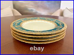 Royal Crown Derby. Tiffany & Co 10 Emerald Parcel-gilt 4pcs Dinner Plates set