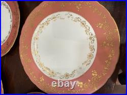 Royal Crown Derby. Tiffany & Co 9 Pink Parcel-gilt 12 pcs Dinner Plates set
