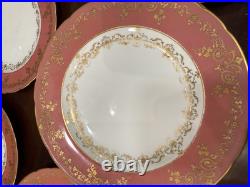 Royal Crown Derby. Tiffany & Co 9 Pink Parcel-gilt 12 pcs Dinner Plates set