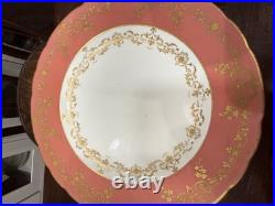 Royal Crown Derby. Tiffany & Co 9 Pink Parcel-gilt 12 pcs Dinner Plates set