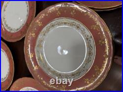 Royal Crown Derby. Tiffany & Co 9 Pink Parcel-gilt 12 pcs Dinner Plates set