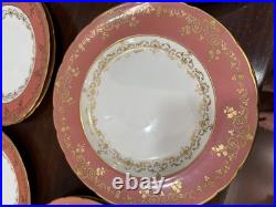 Royal Crown Derby. Tiffany & Co 9 Pink Parcel-gilt 12 pcs Dinner Plates set