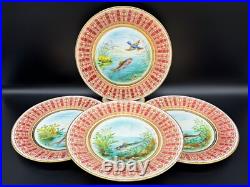Royal Crown Derby Tiffany Co. Hand Painted Fish Scenes 9 Plates(Set of 4) C