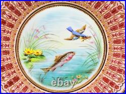 Royal Crown Derby Tiffany Co. Hand Painted Fish Scenes 9 Plates(Set of 4) C
