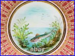 Royal Crown Derby Tiffany Co. Hand Painted Fish Scenes 9 Plates(Set of 4) C