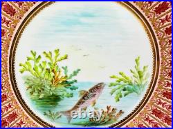 Royal Crown Derby Tiffany Co. Hand Painted Fish Scenes 9 Plates(Set of 4) C