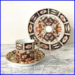 Royal Crown Derby Traditional Imari 2451 Demitasse Cup Saucer Plate Trio