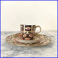 Royal Crown Derby Traditional Imari 2451 Demitasse Cup Saucer Plate Trio