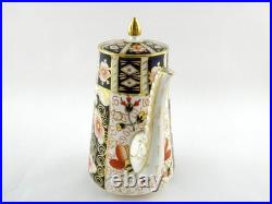 Royal Crown Derby Traditional Imari Coffee Pot with Lid Blue Panels Red Florals