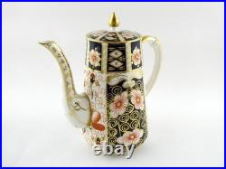 Royal Crown Derby Traditional Imari Coffee Pot with Lid Blue Panels Red Florals