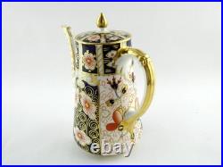 Royal Crown Derby Traditional Imari Coffee Pot with Lid Blue Panels Red Florals