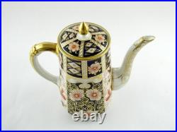 Royal Crown Derby Traditional Imari Coffee Pot with Lid Blue Panels Red Florals