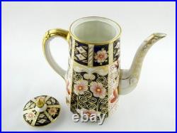 Royal Crown Derby Traditional Imari Coffee Pot with Lid Blue Panels Red Florals