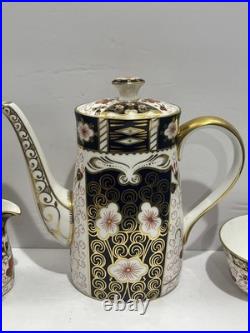 Royal Crown Derby Traditional Imari Coffee Pot with Lid, Creamer, Open Sugar Bowl