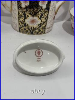 Royal Crown Derby Traditional Imari Coffee Pot with Lid, Creamer, Open Sugar Bowl