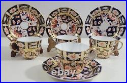 Royal Crown Derby Traditional Imari Flat Cup & Saucer Sets x 4